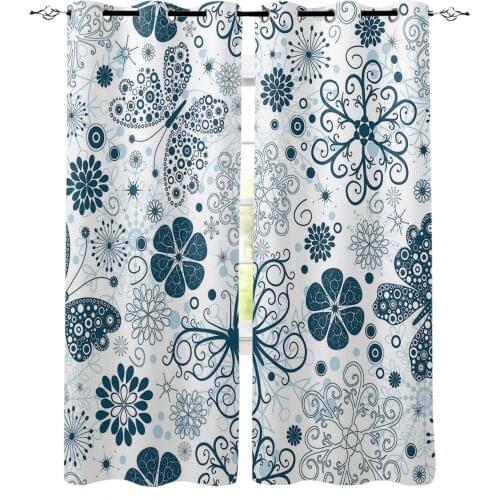 Snowflakes And Butterfly Patterns Window Curtains for Living Room Bedroom Kitchen Modern Curtains Home Decoration Drapes Blinds