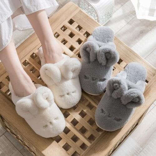 Autumn and winter cotton slippers men and women couple slippers cartoon mouse home plush slippers indoor cotton slippers