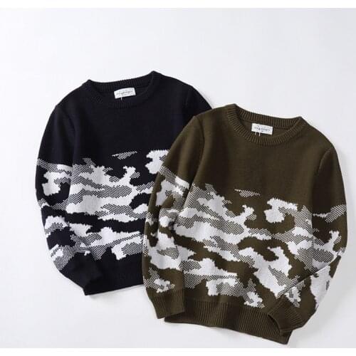Autumn Baby boys sweater for 4 6 8 10 12 yrs big children cotton sweater Fashion Camouflage knit sweater toddler Pullover tops