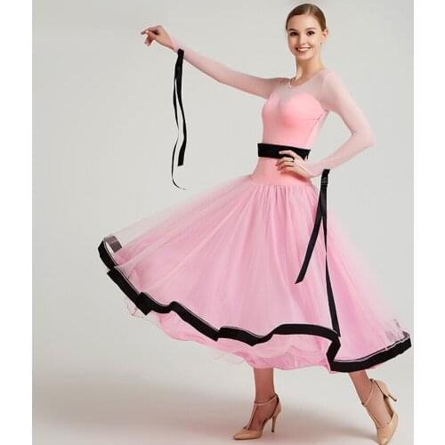 Pink women ballroom dress competition standard dresses spanish costume dance wear ballroom waltz dress fringe dancing clothes