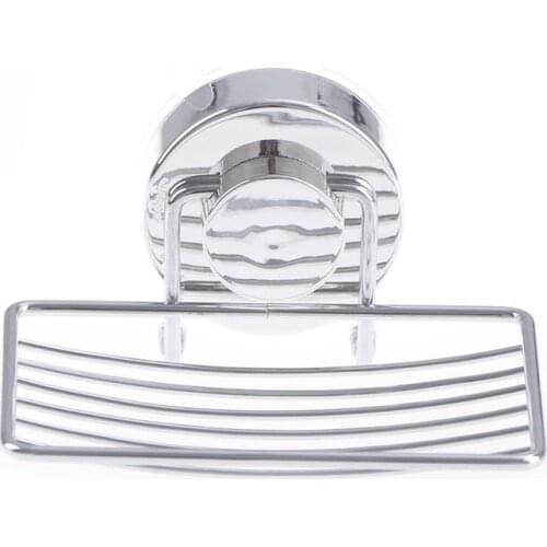 Silver Bathroom Vacuum Suction Cup Soap Holder Cup Box Dish Soap Storage Saver Shower Tray Bathroom Accessories MAYITR