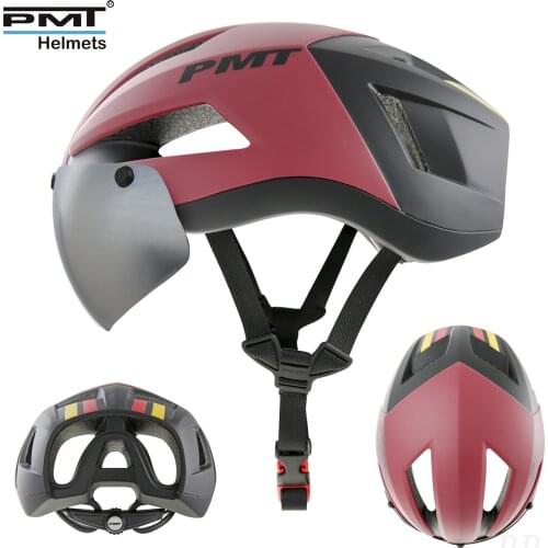 PMT Cycling Ultralight Helmet Breathable Road Bike Intergrally-Molded With Removable Visor Goggles Safely Cap Men Women New