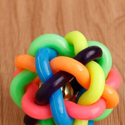 T84E Multi-color Pet Bell Ball Nobbly Wobbly Rubber Woven Ball Chew Toy For Dogs 6CM