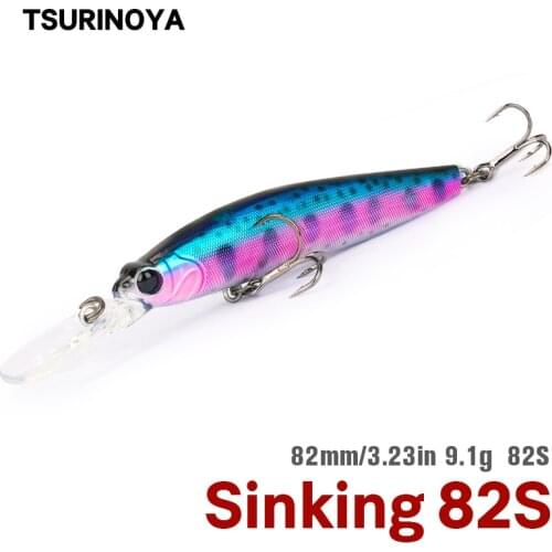 TSURINOYA Sinking Minnow Fishing Lure 82S DW85 Ranger 82mm 9.1g Salmon Long Casting Bait Bass Saltwater Jerkbait Hard Crank Bait