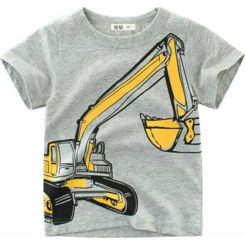 Summer Boys Top Short Sleeve Cute Excavator Pattern Wild Fashion Top Clothes