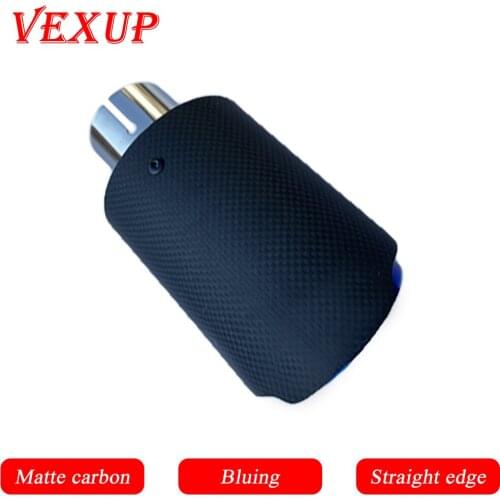 VexUp Universal Matte Carbon Fiber Bluing Tail Pipe Rear Exhaust Pipe Auto Styling Modification Muffler Straight Edge End Tips
