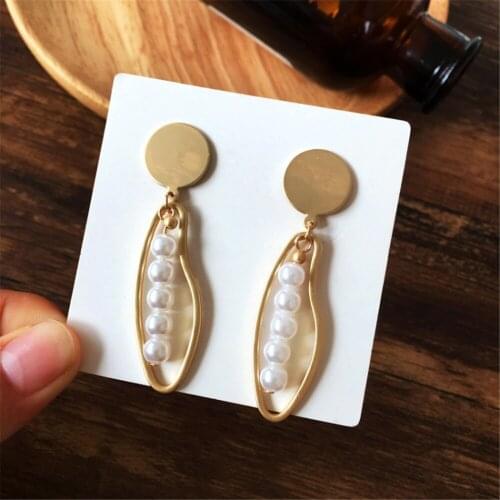 Contracted Fashion Creative Irregular Geometry Of Dumb Light Of Earrings Women Pearl Earring Ornaments