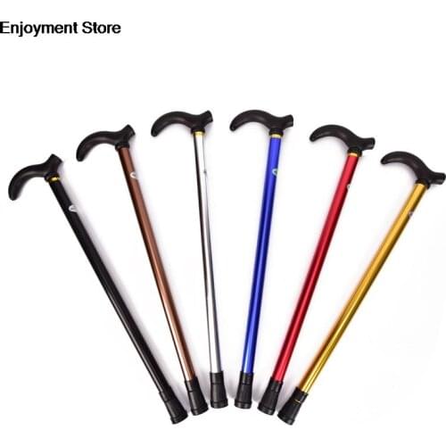 1pc Telescopic Walking Stick Cane Hiking Rubber Tips 6 Grade Alpenstock for Elderly Aluminium Body Climbing Equipment