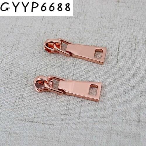10pcs 50pcs Rose gold 5#slider metal Plating accessory for bags Zipper Sliders Nylon Zipper Pulls zipper Head Repair Replacement