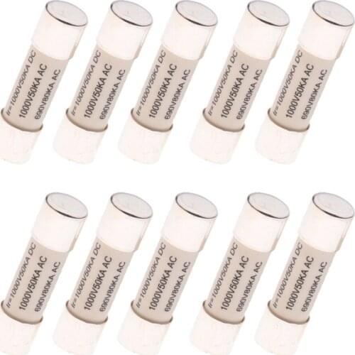 10 Pieces 38 * 10mm High Voltage PV Fast Acting Solar Fuse 1000V