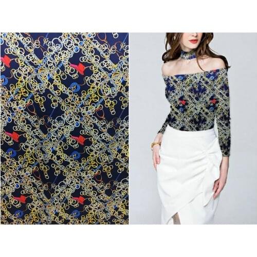 108cm wide 19mm 97% mulberry silk & 3% spandex chain stretch print stretch silk satin fabric for dress shirt clothes cheongsam