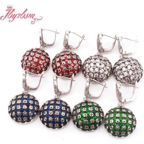 18mm Semicircle Rhinestone Beads Jewelry Earring For Woman Valentines Mothers Day Gift Dangle Huggie Earring 1 Pair