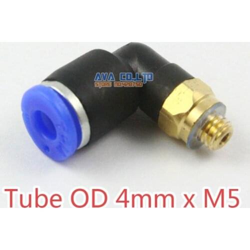 20 Pieces Tube OD 4mm x M5 Male Elbow Pneumatic Connector Push In To Connect Fitting One Touch Quick Release Air Fitting