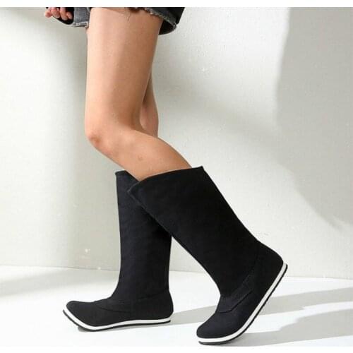 2020 China Historical Boots Swordsman Opera Boots Hero Shoes Ancient Chinese Knight Cosplay Soldier Mid-Calf Boots Womens Shoes