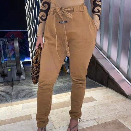 3 Color Guest Fabric High Quality Thickening Terry Waist Tooling Drawstring Elastic Waist Closing Casual Trousers