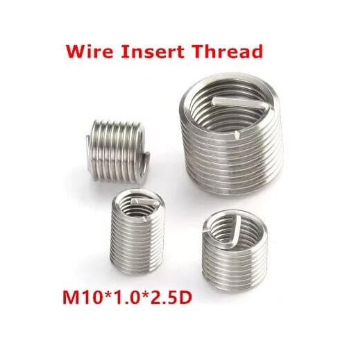 50pcs M10*1.0*2.5D Wire Thread Insert , M10 Screw Bushing , stainless steel Wire Screw Sleeve Thread Repair