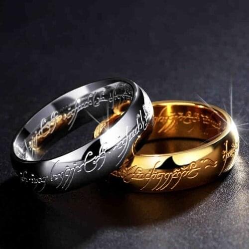 6MM Classic Magic Letter Gold Silver Color Titanium Stainless Steel Couple Rings for Men Women Charm Jewelry