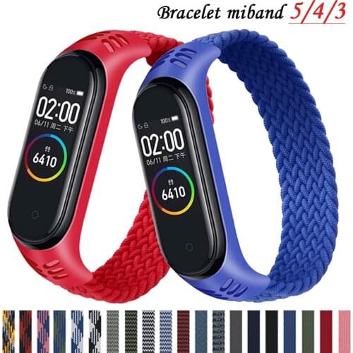Bracelet for xiaomi Mi band 5 6 Strap Nylon Braided Solo Loop belt Miband4 Miband 5 Wristband for xiaomi Mi band 4 3 watchband