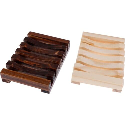Wooden Natural Bamboo Soap Dishes Tray Holder Storage Soap Rack Plate Box Container Portable Bathroom Soap Dish Storage Box