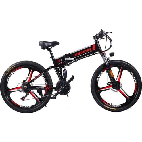 Electric Mountain Bike Full Suspension Brushless Motor 48V Built-in Lithium Battery 26-inch Folding eBike