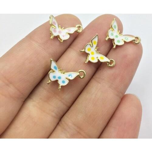 Eruifa 10pcs 10*12mm Epoxy Tiny Butterfly 4 colors Zinc alloy Charms Pendant Jewelry DIY Handmade Earrings.Bracelet, Necklace