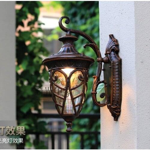 European Wall lamp LED Outdoor Wall Sconce Lighting Waterproof Garden Wall Lights Fixtures Aluminum Glass Retro PorchLights