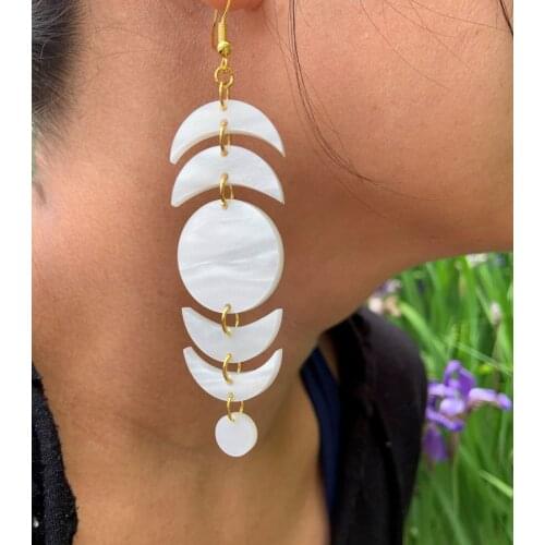 Moon Phase Earrings - Crescent to Full Moon Shell Earrings