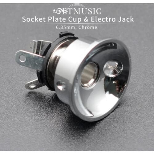 Electric Guitar Chrome Socket Jack Plate Holder for 6.35mm Plug Electrosocket Recessed jack Guitar Parts