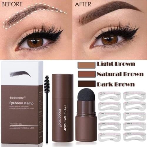 1 Set Perfect Eyebrow Stamp Shaping Kit Eyebrow Stamp Waterproof Long Lasting Natural Shape Stamp Contouring Powder Stick