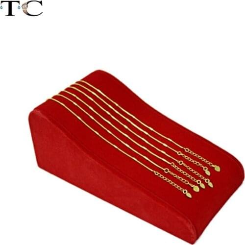 Red Velvet Jewelry Display For Necklace Stands Holder Portable Pendant Stud Organizer Show Case Rack 19.5*10.5*8cm