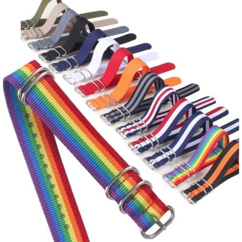 Buy 2 Get 10% OFF) 16/18/20/22/24mm ZULU Cambo Stripe Ring Buckle Watchband Fiber Woven Nylon Watch Straps Wristwatch Bands
