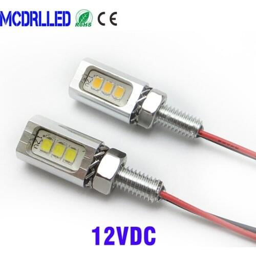 Mcdrlled 2PCS Motorcycle Auto Led Tail Number License Plate Lamp 3 SMD White Universal Screw Bolt Lights IP68 12V
