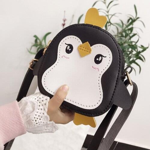 Cute Penguin Shape Animal Shoulder Bag Kids Girls Crossbody Clutch Leather Mini Bags PU Leather Mini Messenger Bag