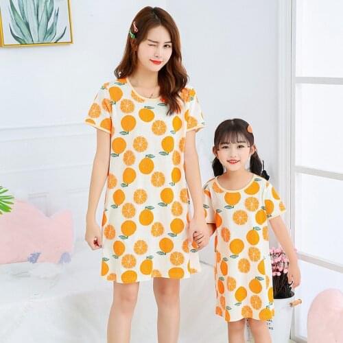 Cartoon Clothes Girls Nightgown Suit Childrens Summer Nightdress Baby Girls Home Clothes Mother Kids Night dress Girl Sleepwear