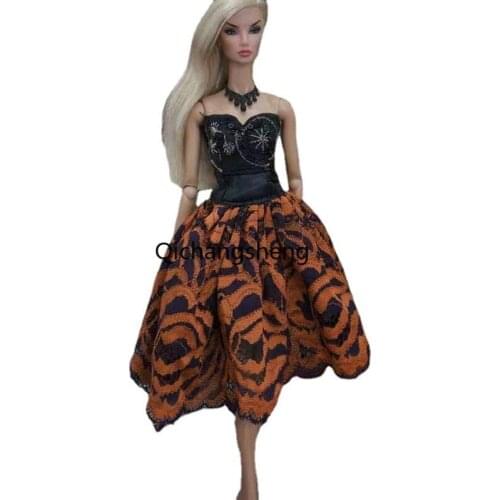 11.5" Doll Outfits Black Orange Floral Lace Princess Dress For Barbie Clothes Evening Gown Vestidoes 1/6 BJD Doll Accessory Toy