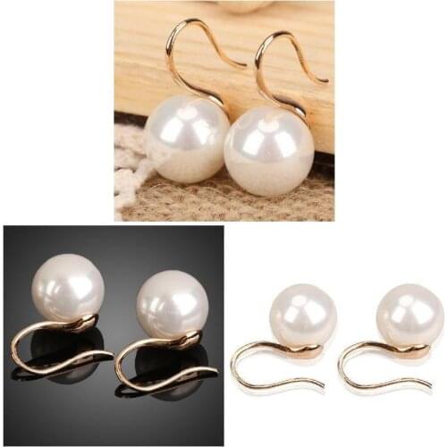 New Fashion Silver Color Beads Stud Earrings For Women White Simulated Pearl Simple Classic Earrings Wedding Party Jewelry Gifts