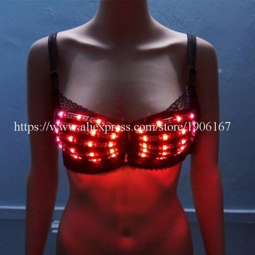 New Design Led Luminous Sexy Lady Bra Led Light Growing DS Women Stage Clothes Dance Costume Evening Party Dress