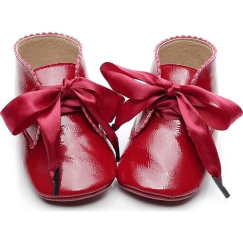 Baby Girl PU Leather Shoes Non-slip Lace Soft Shoes Prewalker Walking Toddler Kids Shoes