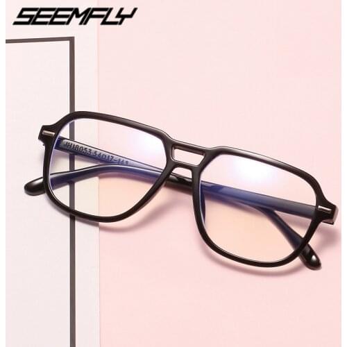 Seemfly Retro Fashion Anti Blue Rays Glasses Men Women Big Frame Clear Lens Eyeglasses Spectacle Plain Mirror Unisex Eyewear New