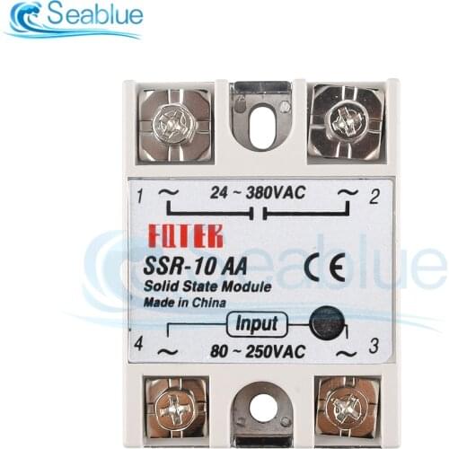 SSR-10AA/25AA/40AA/60AA/100AA AC Control AC SSR White Shell Single Phase Solid State Relay 10A 25A 40A 60A 100A