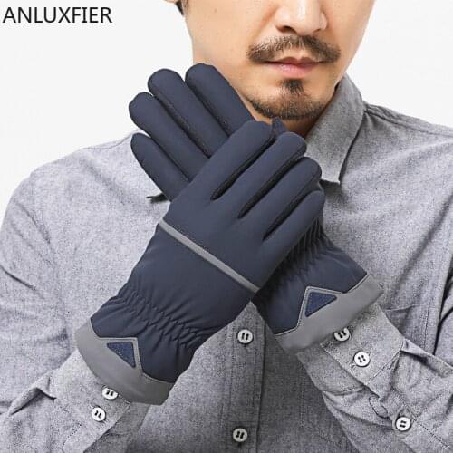 H10081 Men Warm Gloves Autumn Winter Korean Plus Thick Velvet Touch Screen Warm Mittens Male Windproof Riding Casual Hand Muff