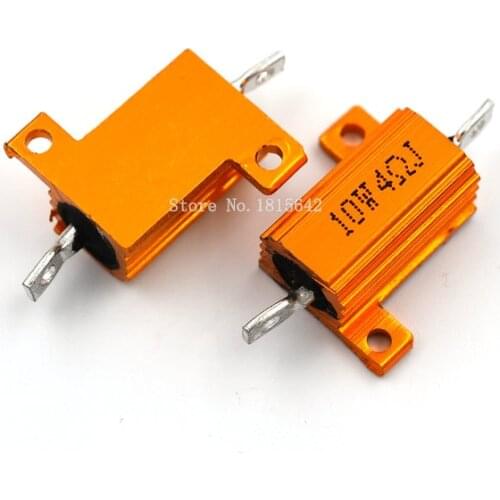 2PCS RX24 10W 4R 4RJ Wire Wound Resistor Metal Shell Aluminium Golden Resistor 10Watt 4 ohm Heatsink Resistance