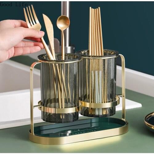 Light Luxury Chopstick Holder Drain Chopstick Holder Kitchen Tableware Cutlery Storage Rack Double Chopstick Storage Cage
