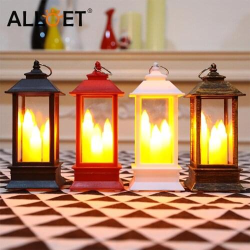 Christmas Simulation Candles Lamps LED Electric Light New Year Party Desktop Ornaments Hanging Lantern for Home Shop Prop