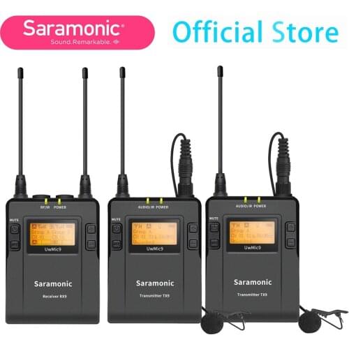 Saramonic UwMic9 UHF Video Broadcast Interview Lavalier Wireless Microphone System for DSLR Camera Camcorder Vlog Podcast Report