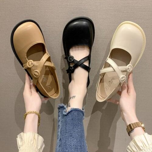 Spring Autumn Women Oxford Shoes Double Buckle Mary Janes Shoes Cross-tied Lolita Shoes Round Toe Leather Casual Shoes 9248L