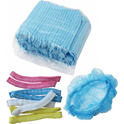 100Pcs Non-Woven Disposable Caps Breathable Anti-Dust Round Hat With Elastic Cord Keep Hair Clean For Cosmetics Kitchen Cooking