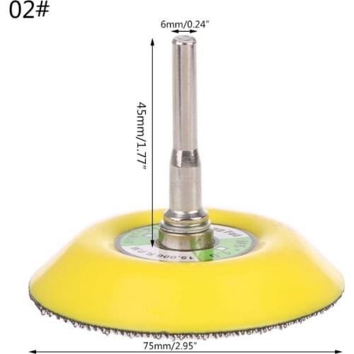OOTDTY 3''75mm Sander Disc Sanding Buffing Polish Backing Pad Backer Plate 3/6mm Shank Electric Grinder Rotary Tool