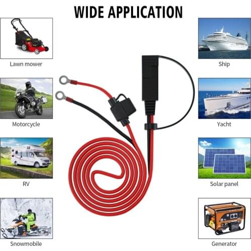 SAE Connector 4.59FT 12V Ring Terminal SAE to O Ring Connecters Extension Cord Cable Connector SAE Battery Terminals