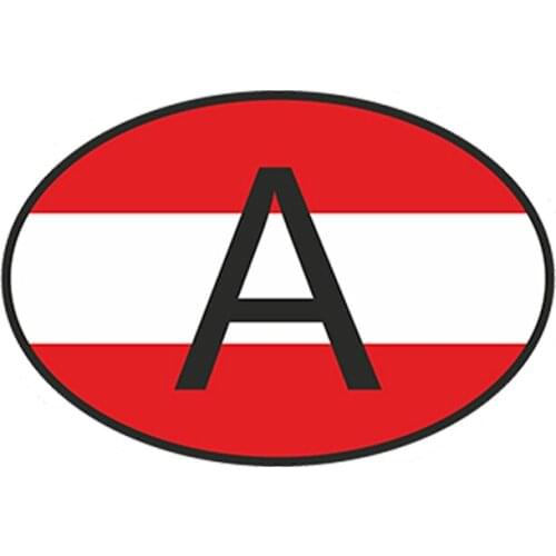 Car Styling A Austria Country Code Oval with Austrian Flag Car Sticker Helmet Sunscreen Waterproof Bumper Accessories 13cmX9cm
